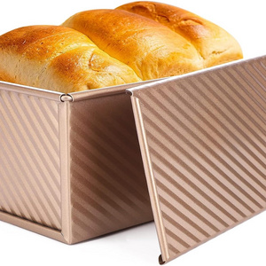 Bakeware Sliding Cover Corrugated Baking Mold Non-stick Baking Tool Mould Loaf Pan Toast Box Pullman Loaf Pan With Lid