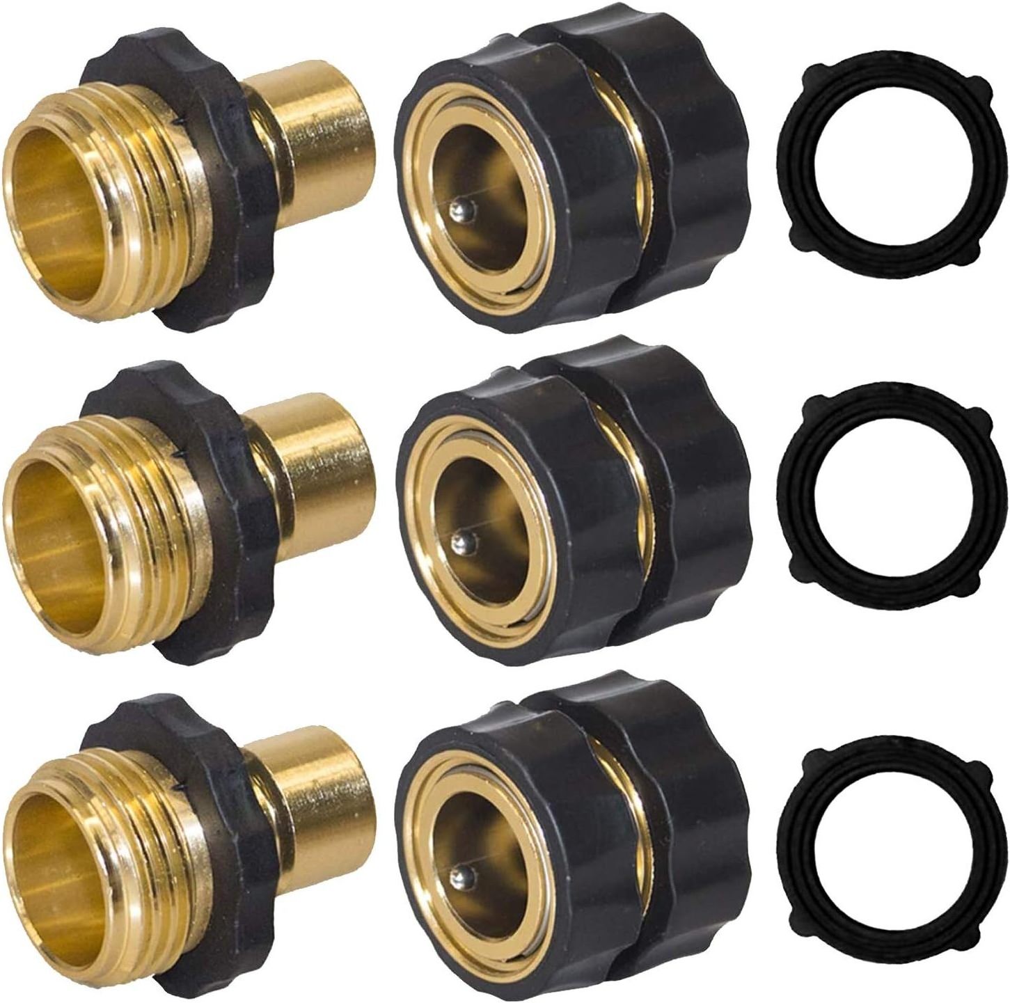 Garden Hose Quick Connector Easy Connect Fitting GHT Brass Male and Female 3/4 Inch Hexagon Customized LH Pipe Connector Yellow