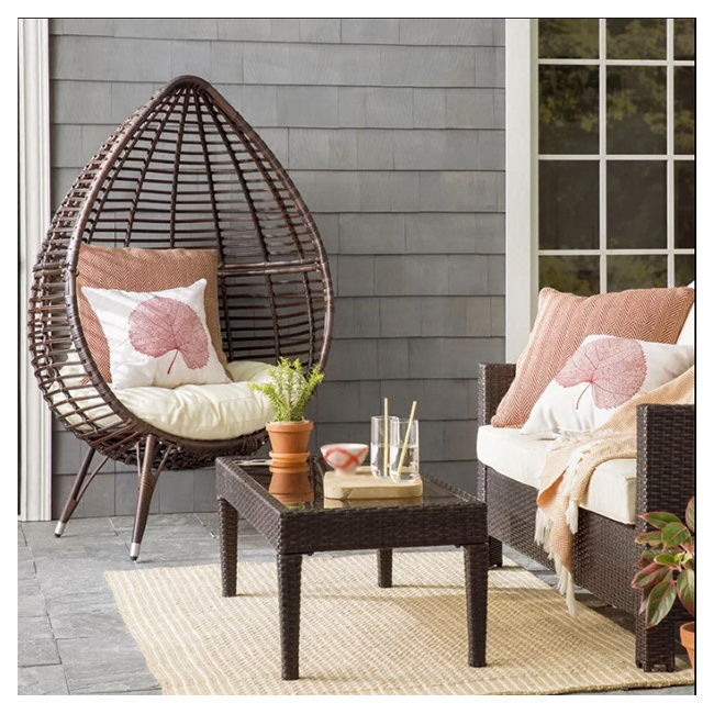 YASN HWQQ044 Indoor Modern Patio Wicker Garden Egg Shaped Chair Basket Outdoor Rattan Egg Chair