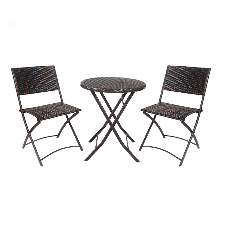 YASN 2 Person Patio Furniture Set  Folding Chair Bistro Table Rattan Bistro Set