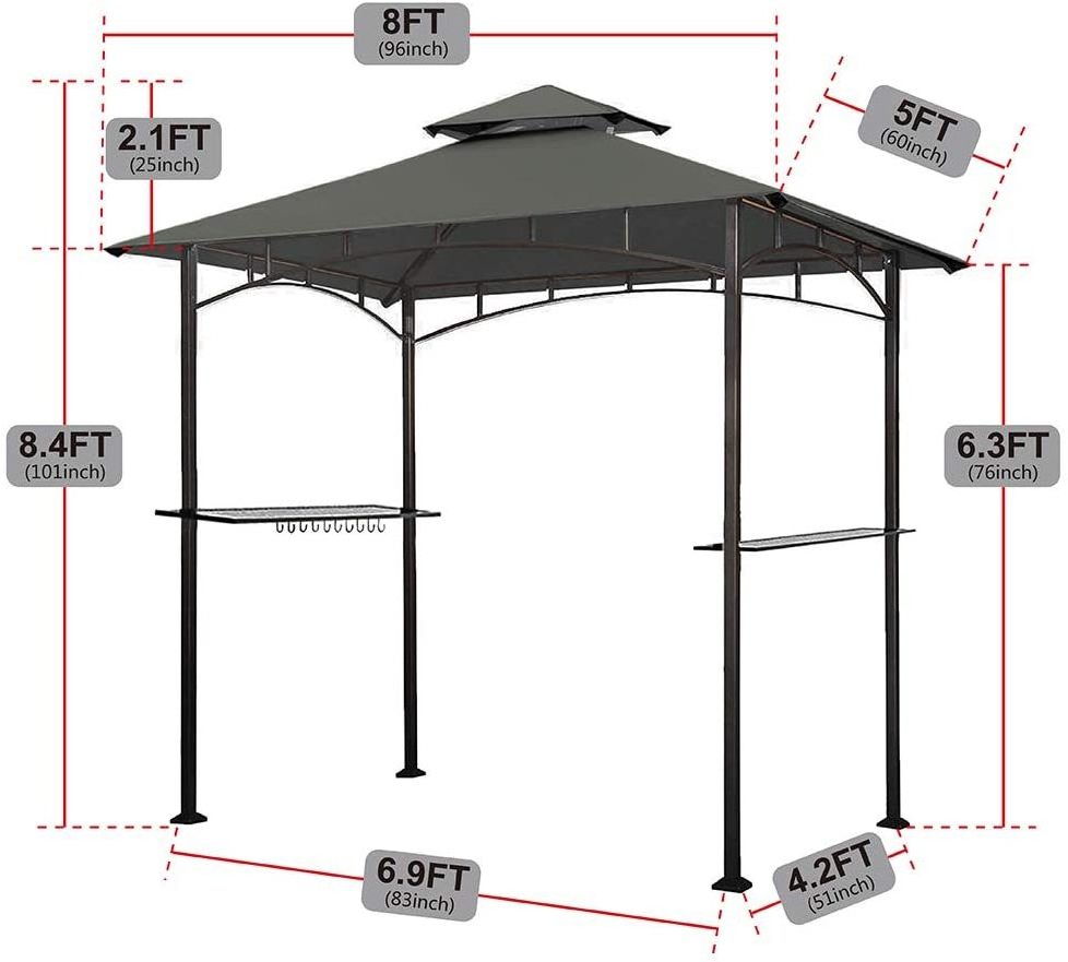 YASN YS-1010 Sale Gray 3x3 Patio Gazibo Steel Metal Aluminum Outdoor Garden BBQ Grill Gazebo BBQ Gazebo