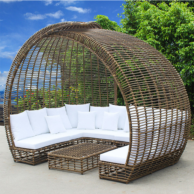 YASN Sun Beds Outdoor Furniture Pool Loungers Daybed Sofa Outdoor Patio Rattan Wicker Sunbed Outdoor Sunbed