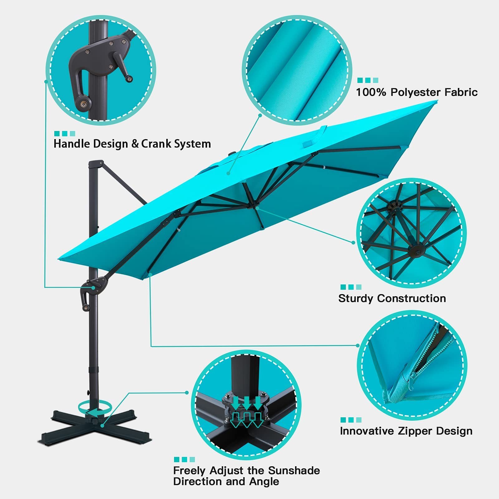 YASN TYS014 Outdoor Square Aluminum Center Pole Parasol Custom Print Market Patio Umbrellas Parasol Umbrella For Restaurant