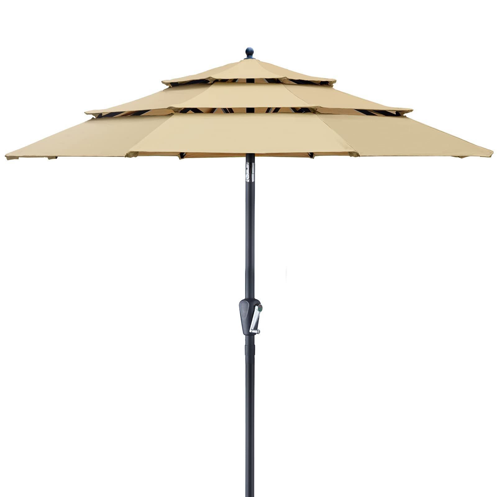 YASN TYS012 11 Ft 3 Tiers Fabric Backyard Outdoor Heavy Duty Patio Sun Umbrella For Garden