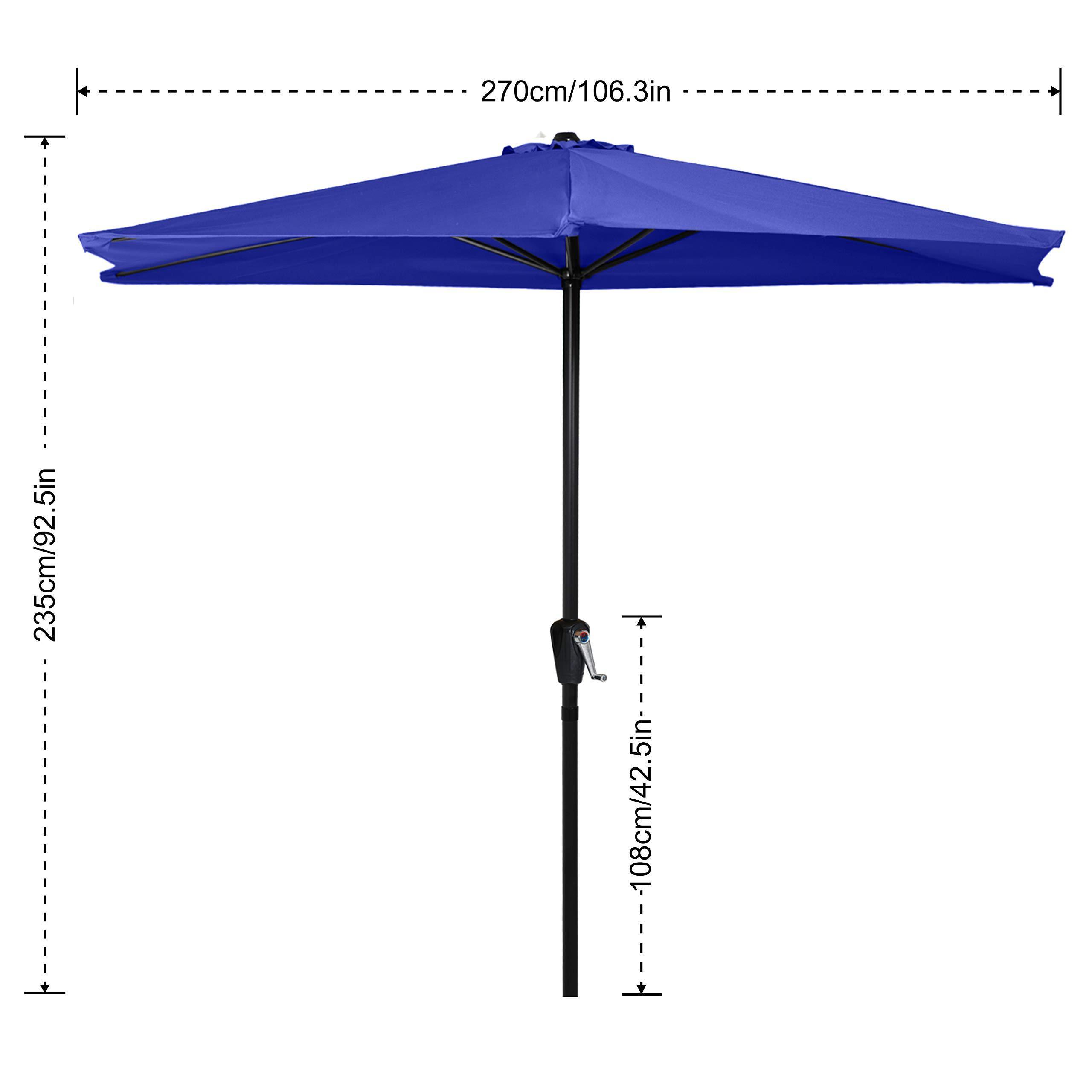 YASN TYS020 Patio Umbrella Half Round Outdoor Umbrella with Crank for Wall Balcony Door Window Sun Shade