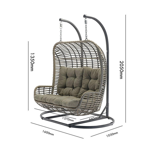 YASN Adult Outdoor Furniture Sensory Swing Chair with Stand for Patio Garden Rattan and Steel Frame Backyard Swing Set