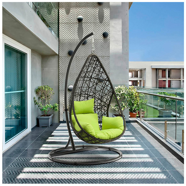 YASN HWQQ015 Outdoor Furniture Indoor Wicker Rattan Garden Adult Patio swings Hanging Egg Garden Swing Chair With Metal Stand