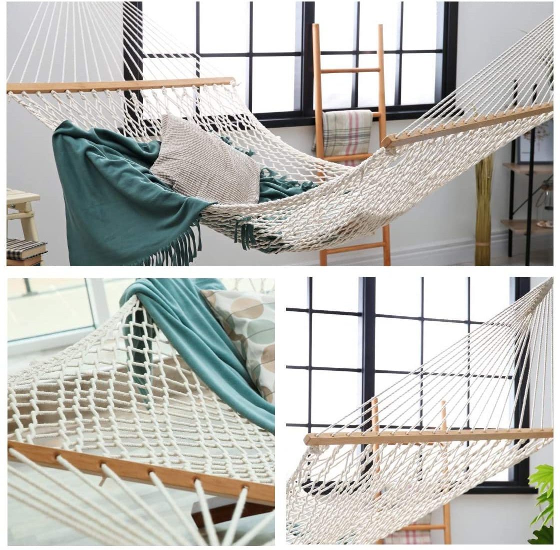 YASN Wholesale Garden Hanging Swing Net Mesh Hammock best elasticity hanging bed Portable Mesh Portable Cotton Rope Hammock