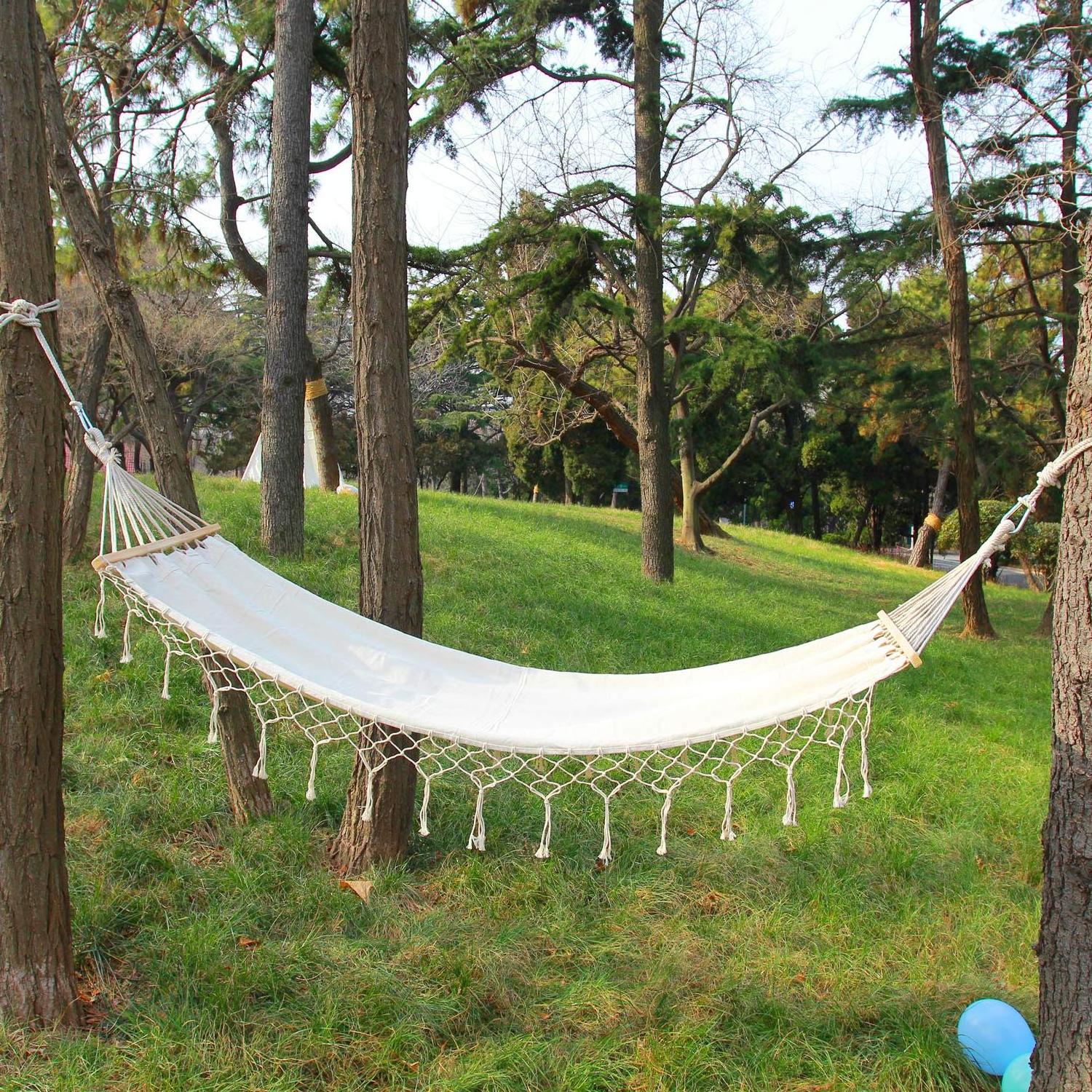 YASN DC025 Yard Hiking Travel Handmade Indoor Outdoor Patio Boho Large Canvas Fabric Flat Macrame Fringe Hammock