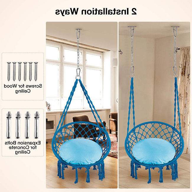 YASN DY002 Round Aerial Folding Macrame Outdoor Tree Hanging Swing Cotton Garden Hammock Hanging Chair