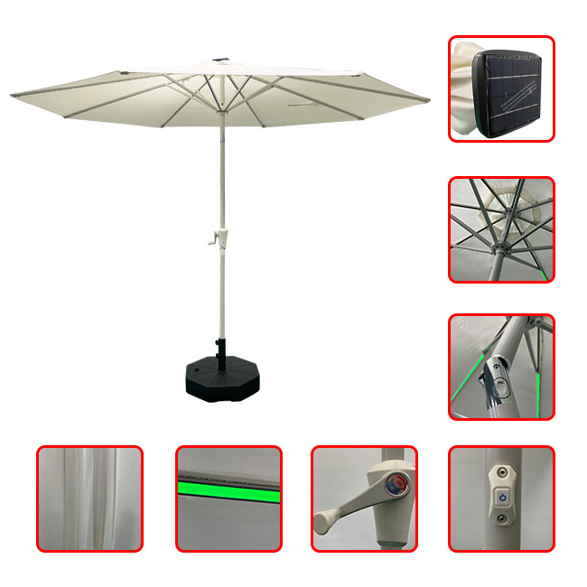 YASN YS-3055 Garden Solar Parasol Umbrellas Wholesale Outdoor Patio LED  Umbrellas Pparasols With Light