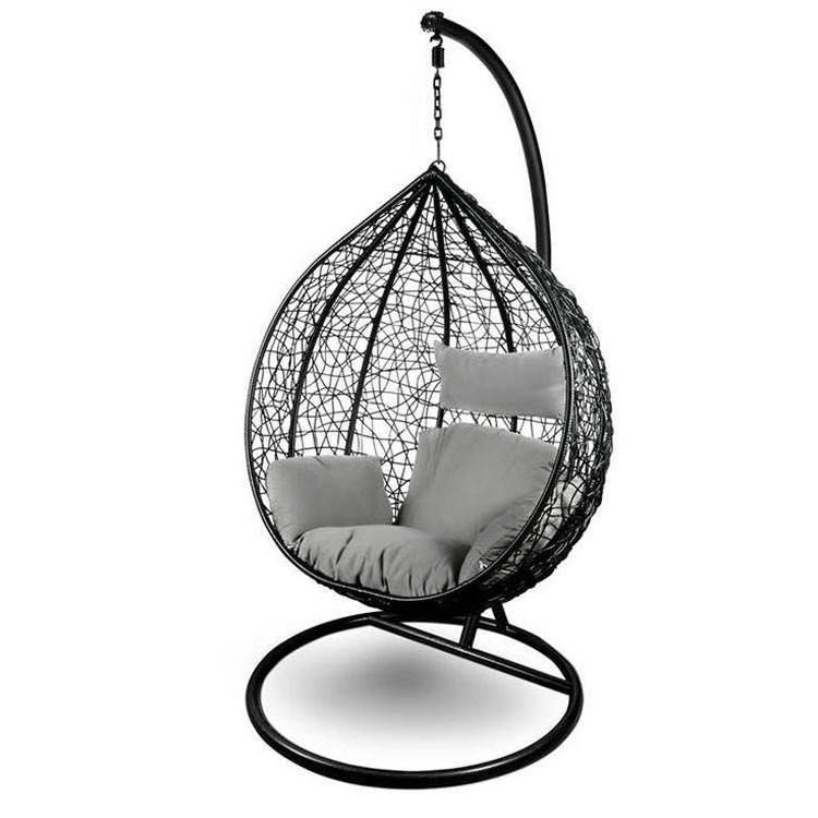 YASN Garden Outdoor Rattan Wicker Hanging Chair Modern Hotel Garden Black Patio Swing Egg Chair