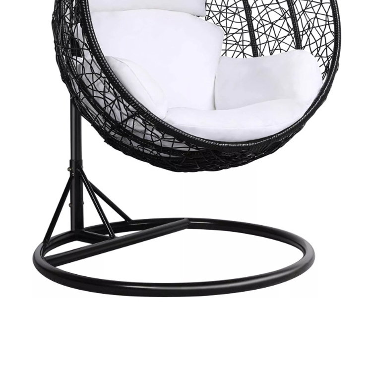 YASN Garden Outdoor Rattan Wicker Hanging Chair Modern Hotel Garden Black Patio Swing Egg Chair