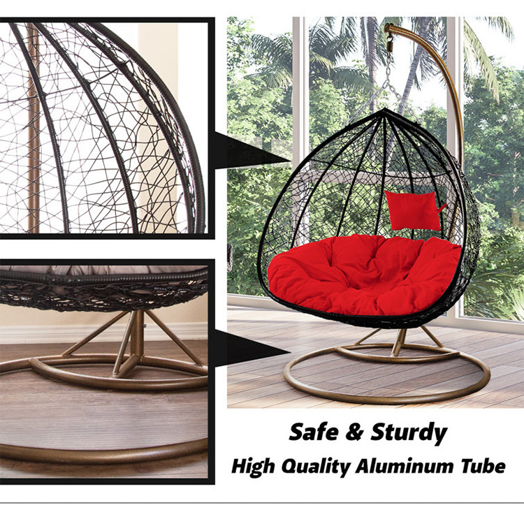 YASN Balcony Garden Hanging Chair Indoor Outdoor 2 Person Patio Swings Rattan Sensory Egg Double Hanging Chair