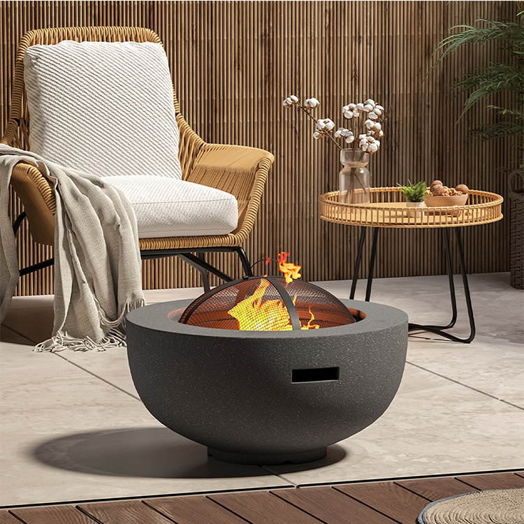 YASN Multifunctional Backyard Round Portable Firepit Bowls Metal Outdoor Patio Garden Stone BBQ Fire Pit with Poker