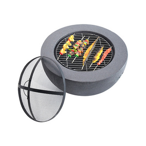 YASN Multifunctional Backyard Round Portable Firepit Bowls Metal Outdoor Patio Garden Stone BBQ Fire Pit with Poker