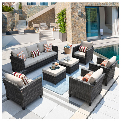 YASN Sectional Conversation Modular Outside Modern 7 Seat Patio Outdoor Furniture Sofa Sets Garden Rattan Furniture