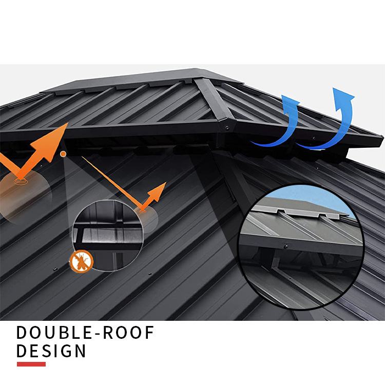 YASN 12' X 20' Aluminum Gazebo Canopy Garden Hardtop Outdoor Gazebos With Galvanized Steel Double Roof