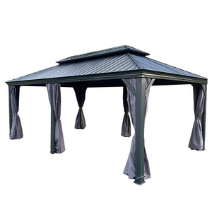 YASN 12' X 20' Aluminum Gazebo Canopy Garden Hardtop Outdoor Gazebos With Galvanized Steel Double Roof