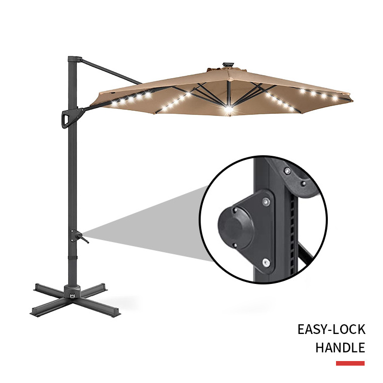 YASN 360-Degree Rotation Garden Umbrella Hanging Offset Market Outdoor Sun Shade Patio Umbrellas