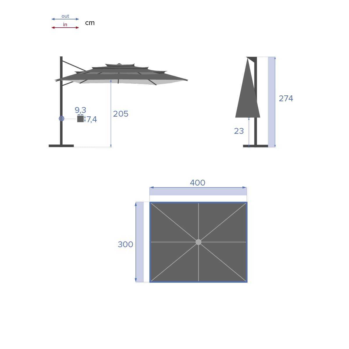 YASN Commercial Luxury Hotel Outdoor Umbrella Cantilever Umbrella Big Size Garden Umbrellas