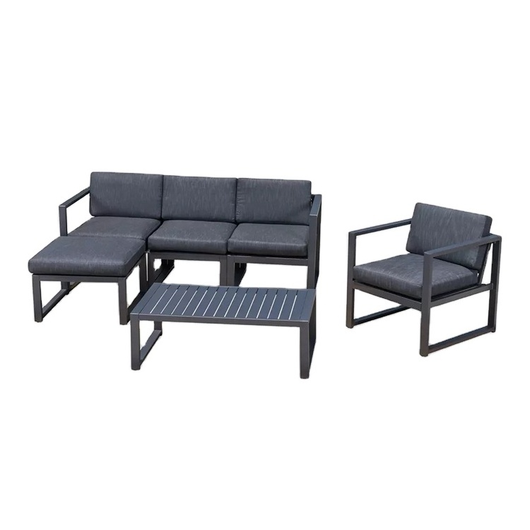 YASN 6 Piece Aluminum Garden Sectional Set Patio Chat Set Outdoor Sofa Set