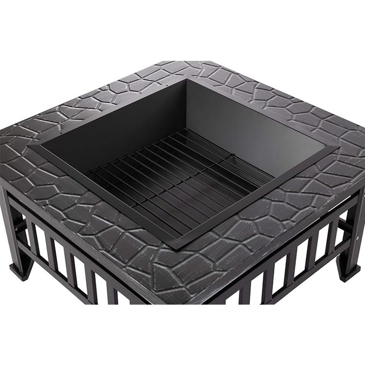 YASN 32 Inch Square Stainless Steel Fire Pit Garden Fireplace BBQ Outdoor Fire Pit for Camping