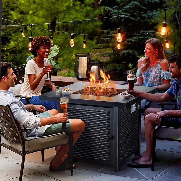 YASN 32 Inch Outdoor Gas Fire Pit 50000 BTU Propane Fire Pit Outdoor Fire Pit Table