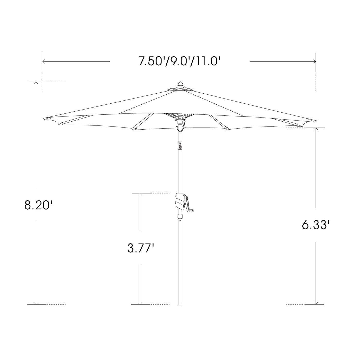 YASN 9' Outdoor Market Patio Umbrella Garden Sun Parasol with Push Button Tilt And Crank