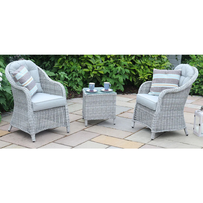 YASN 3 Piece Rattan Lounge Bistro Set Balcony Patio Conversation Set Wicker Sofa