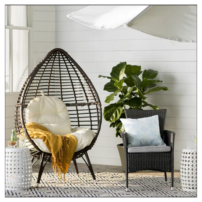 YASN HWQQ044 Indoor Modern Patio Wicker Garden Egg Shaped Chair Basket Outdoor Rattan Egg Chair