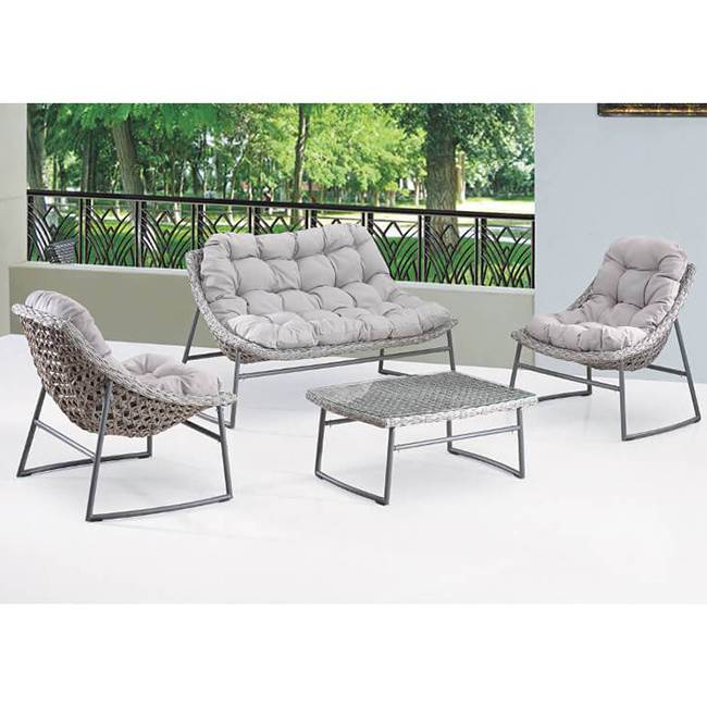 YASN Nordic 4 Pieces Patio Set Wicker Rattan Chair Garden Outdoor Furniture Rattan Sofa Patio Set