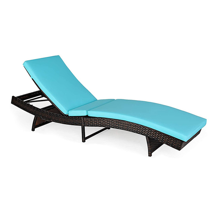 YASN All Weather Rattan Double Sun Lounger Folding Pool Chair Pool Lounger