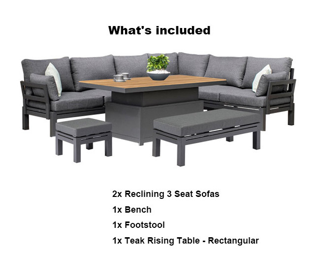 YASN Teak Table Modern 7 Piece Sofa Aluminum Patio Set Outdoor Furniture Patio Furniture Set