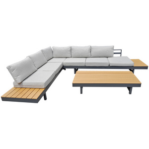 YASN LuxuryTeak Wood Garden Furniture Adjustable Lounge Sofa Set With Teak Coffee Table Modern Garden Outdoor Sofa Set