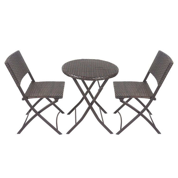 YASN 2 Person Patio Furniture Set  Folding Chair Bistro Table Rattan Bistro Set