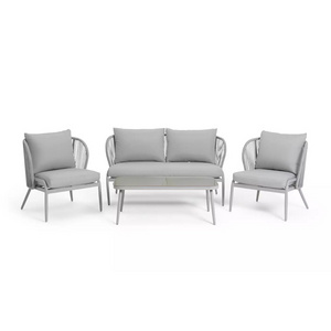 YASN Light Grey 4 Seater Garden Sofa Set Rattan Furniture Patio Set Weave Furniture