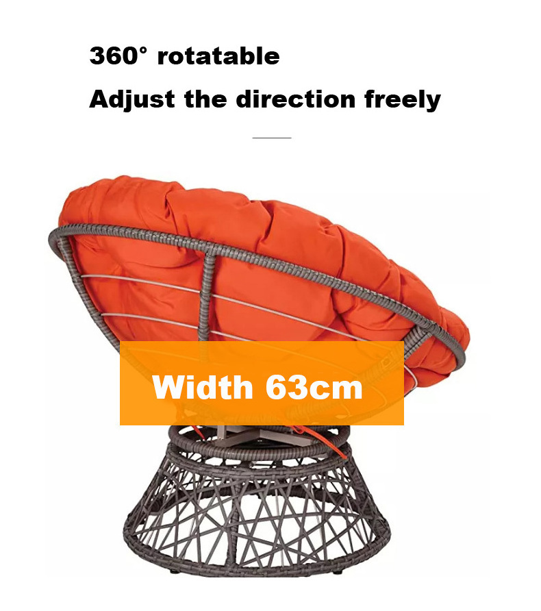 YASN  Comfortable Outdoor Rattan Swivel Wicker Papasan Chair Patio Swing Chair  Poly Rattan Furniture  With Cushion