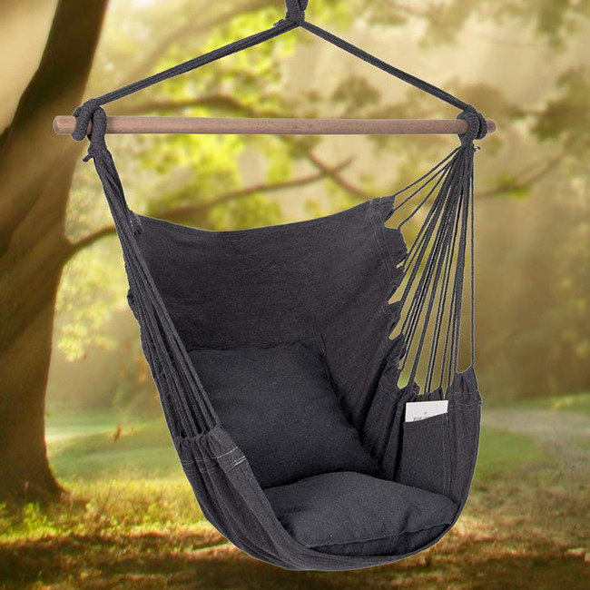 YASN DC017 Multifunction 2 Seat Cushions Folding Patio Hammock Chair Cotton Outdoor Hammock Chair with Pocket