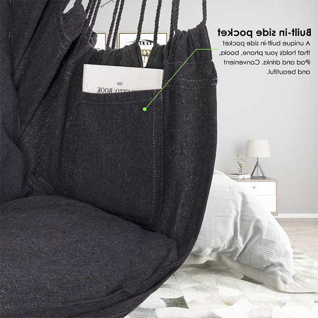 YASN DC017 Multifunction 2 Seat Cushions Folding Patio Hammock Chair Cotton Outdoor Hammock Chair with Pocket