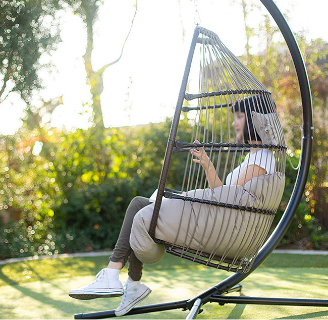 YASN YS-6026 Round Hammock Rattan Outdoor Price Folding Hanging Swing Egg Chair Hanging Chair With Stand