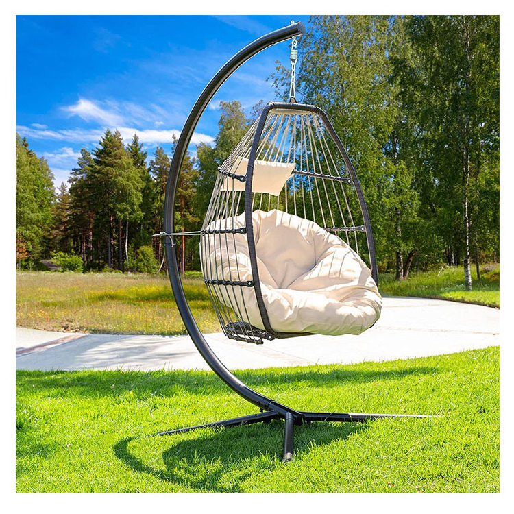 YASN YS-6026 Round Hammock Rattan Outdoor Price Folding Hanging Swing Egg Chair Hanging Chair With Stand