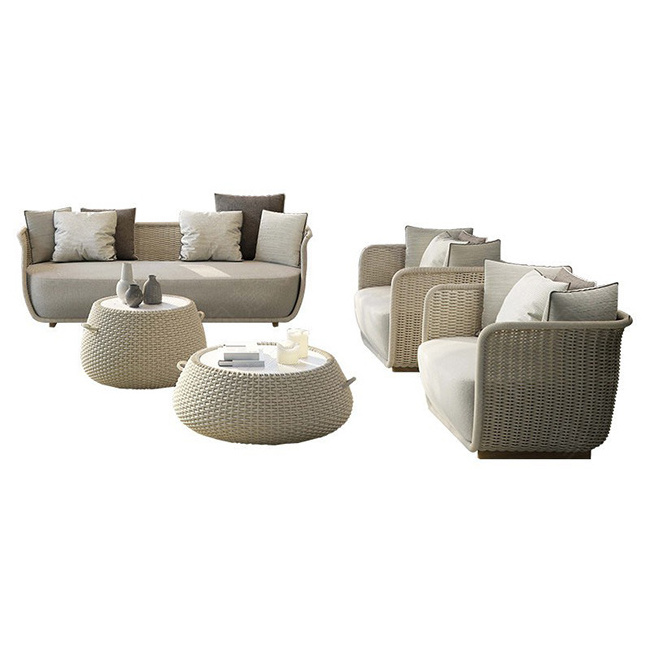 YASN 4 Seater Nordic Out Door Luxury Outdoor Furniture Woven Rope Garden Sofa Set Outdoor Sofa Hotel Furniture Outdoor