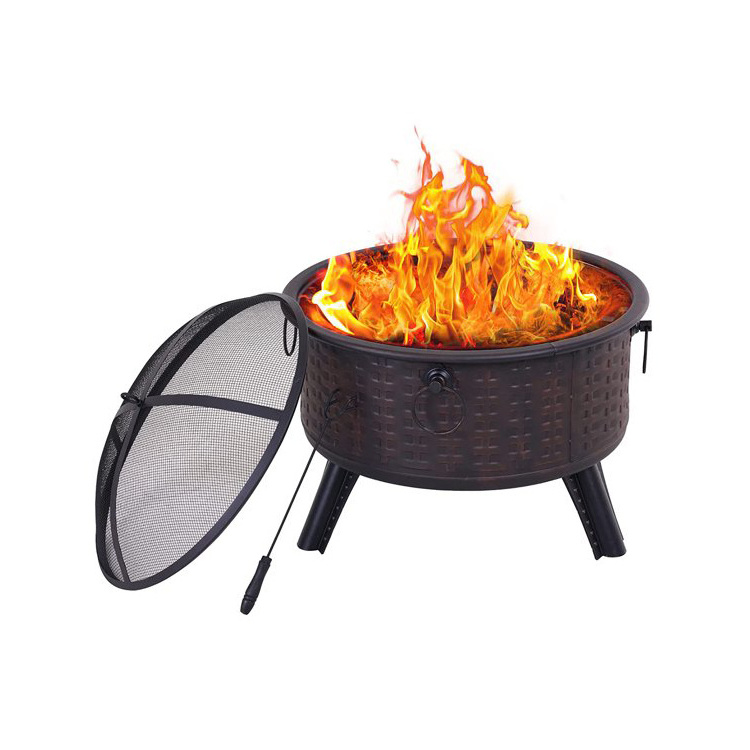 YASN Multifunctional Patio Backyard Garden Round Bowls Portable Smokeless Steel BBQ Outdoor Firepit Fire Pit With Spark Screen