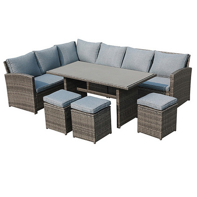 YASN Garden Modern Patio Rattan Sofa Set Outdoor Furniture Fire Pit Table Wicker Outdoor Rattan Sofa With Fire Pit