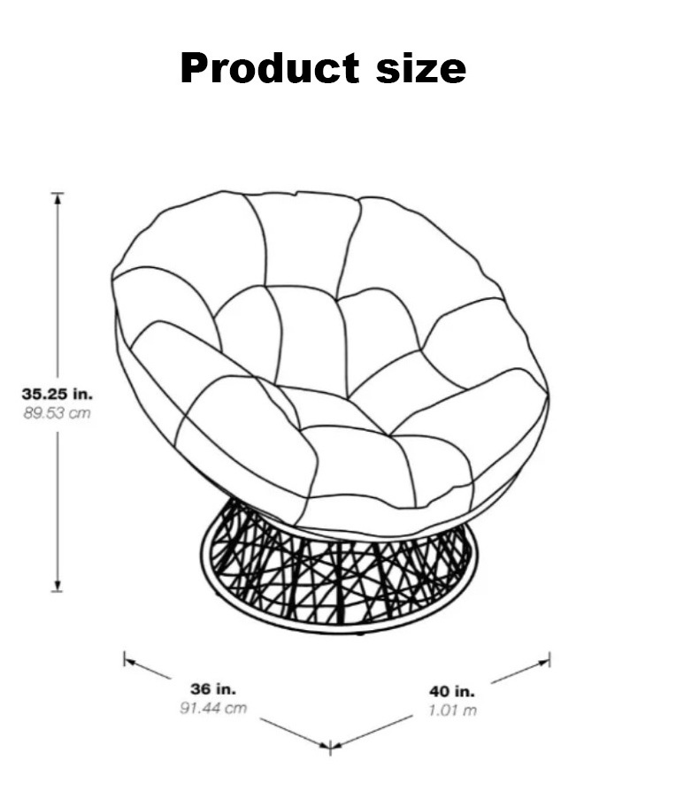 YASN  Comfortable Outdoor Rattan Swivel Wicker Papasan Chair Patio Swing Chair  Poly Rattan Furniture  With Cushion