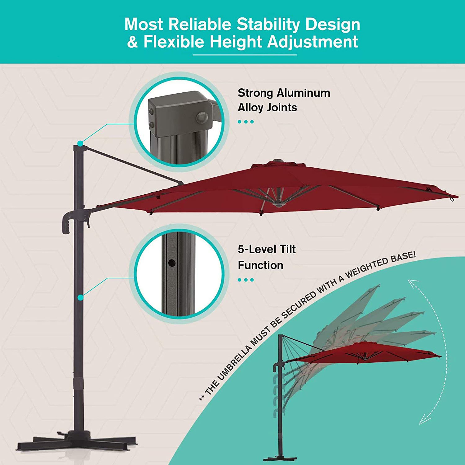 YASN TYS007 Luxury Wholesale Customized Large Umbrella Outdoor Beach Patio Led Umbrella