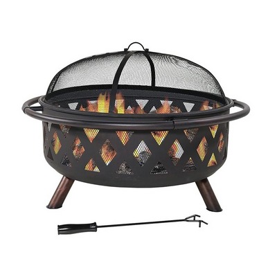 YASN Heavy Duty Iron 36 Inch Fire Pit Outdoor Wood Burning Fire Pit With Spark Screen for Patio Backyard