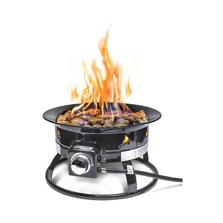 YASN 19 Inch Outdoor Camping Portable Gas Fire Pit Propane Gas Fire Pit round Portable Iron Gas Fire Pit