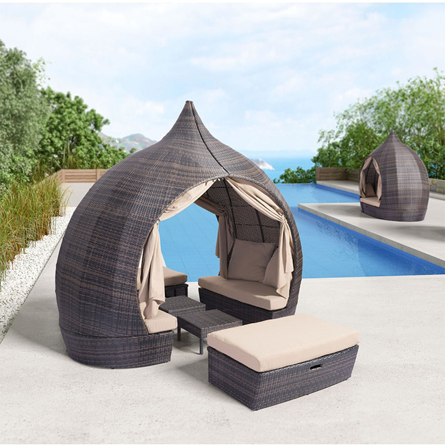 YASN Day Bed Sunbed Birdcage Sofa Lounger Bed Outdoor Daybed Round Rattan Outdoor Daybed With Canopy